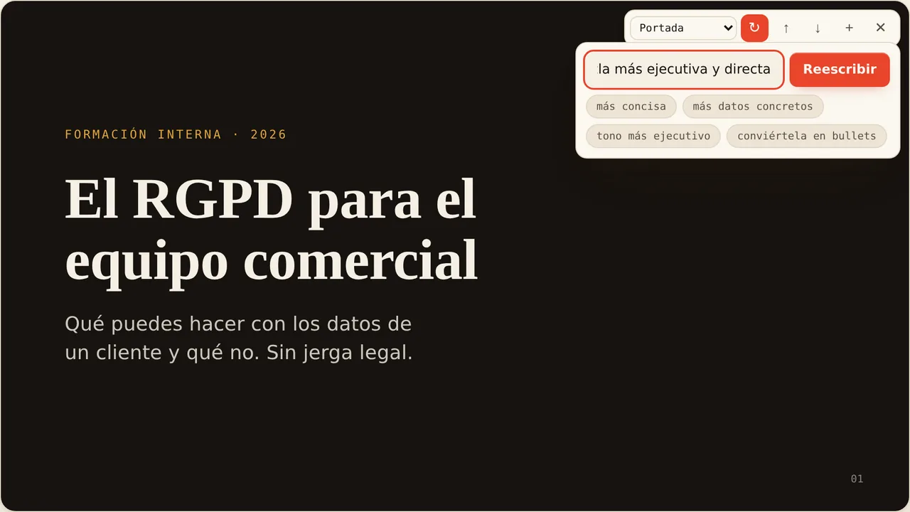 Edita cada slide con una frase